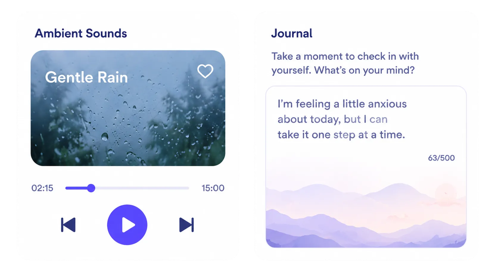 Tuun app — ambient and journal screen